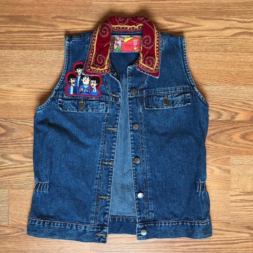 Vintage 60s Beatles ♥ Decorated Hippie Jean Vest